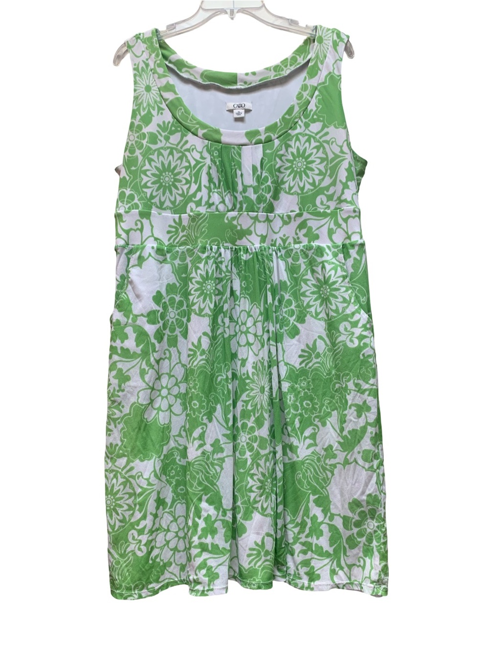 Cato Green and White Floral Sleeveless Mini Dress